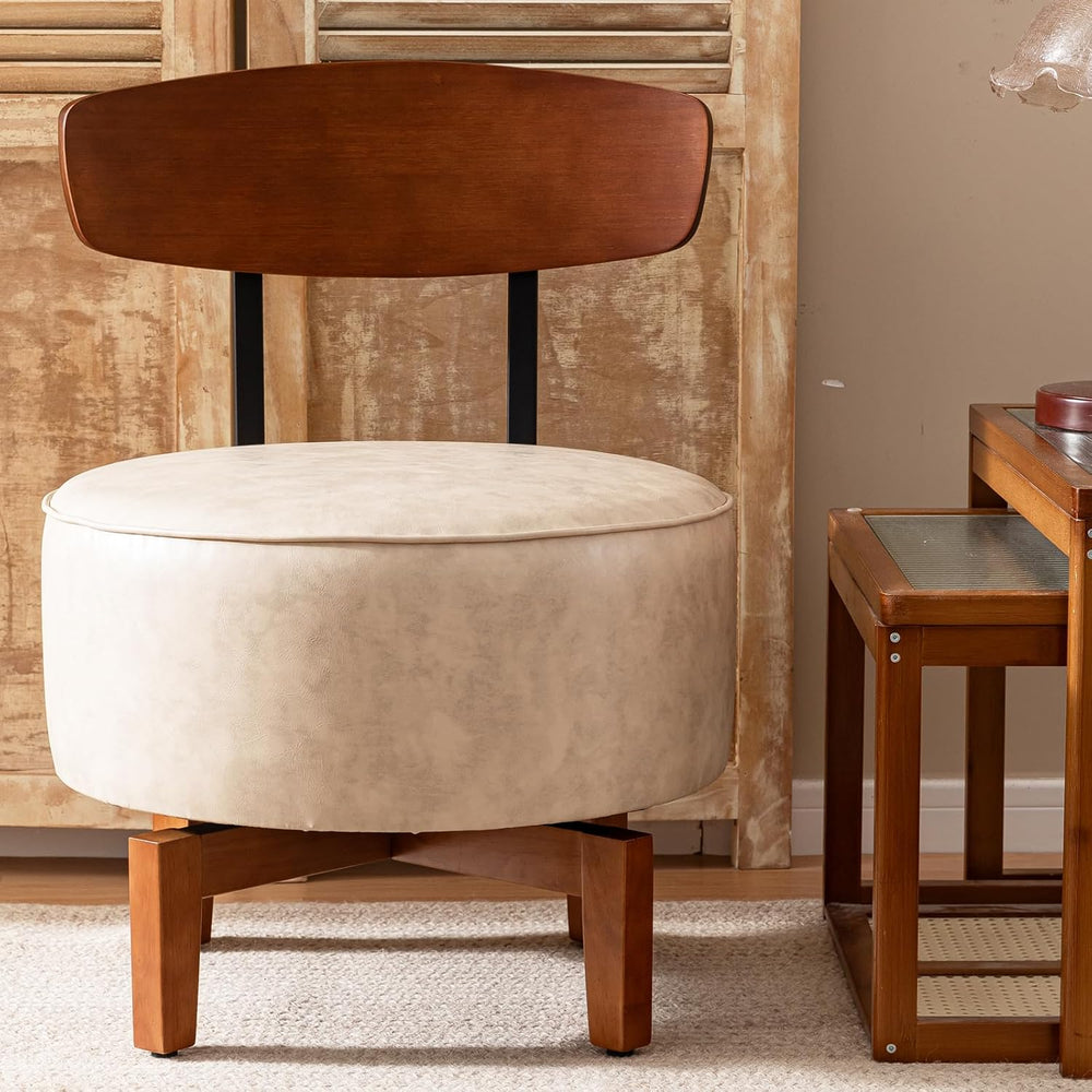 Swivel Accent Chair Living Room Vanity Chair with Back, Sand Gray