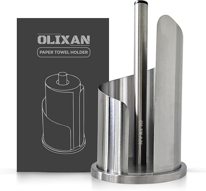 Stainless Steel Paper Towel Holder Countertop, Modern Spiral Cover Design