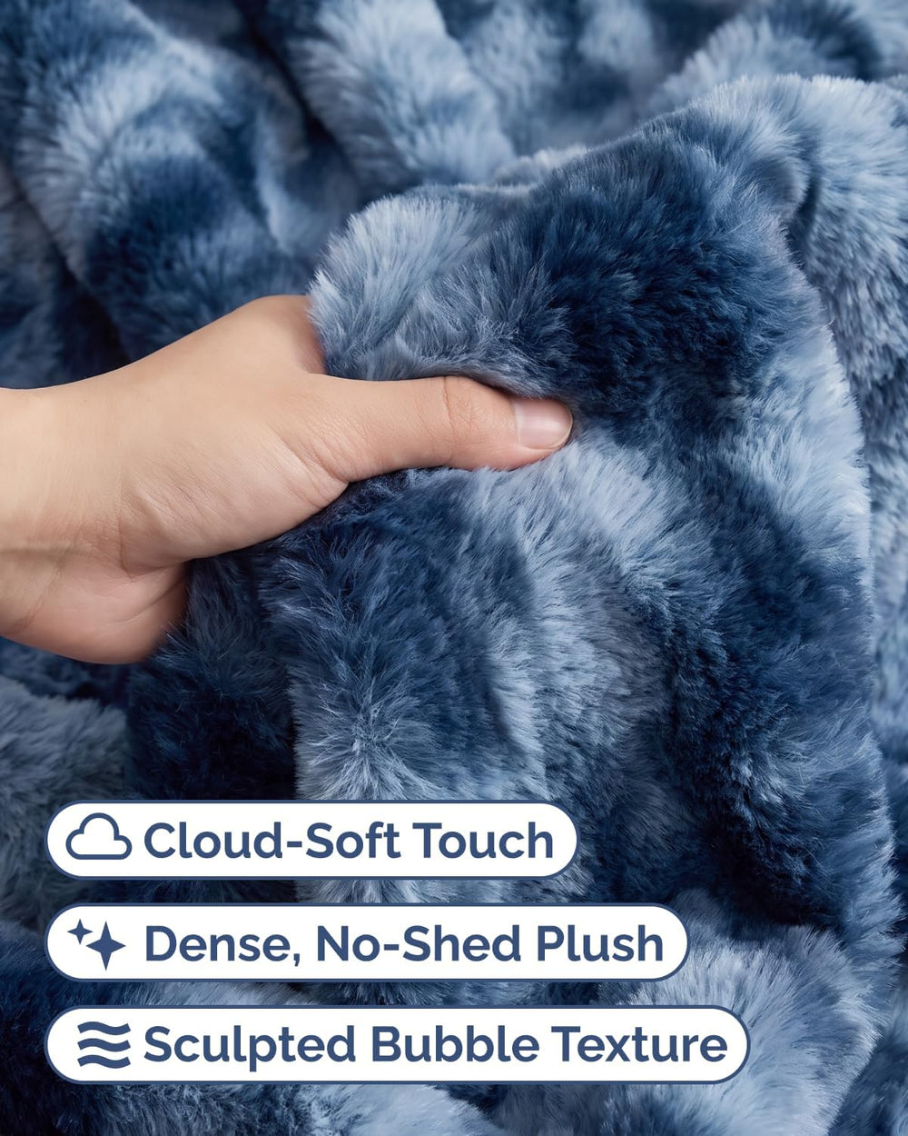 Faux Fur Throw Blanket - Throw Size Bubble Blanket - 50" x 60", Mar...