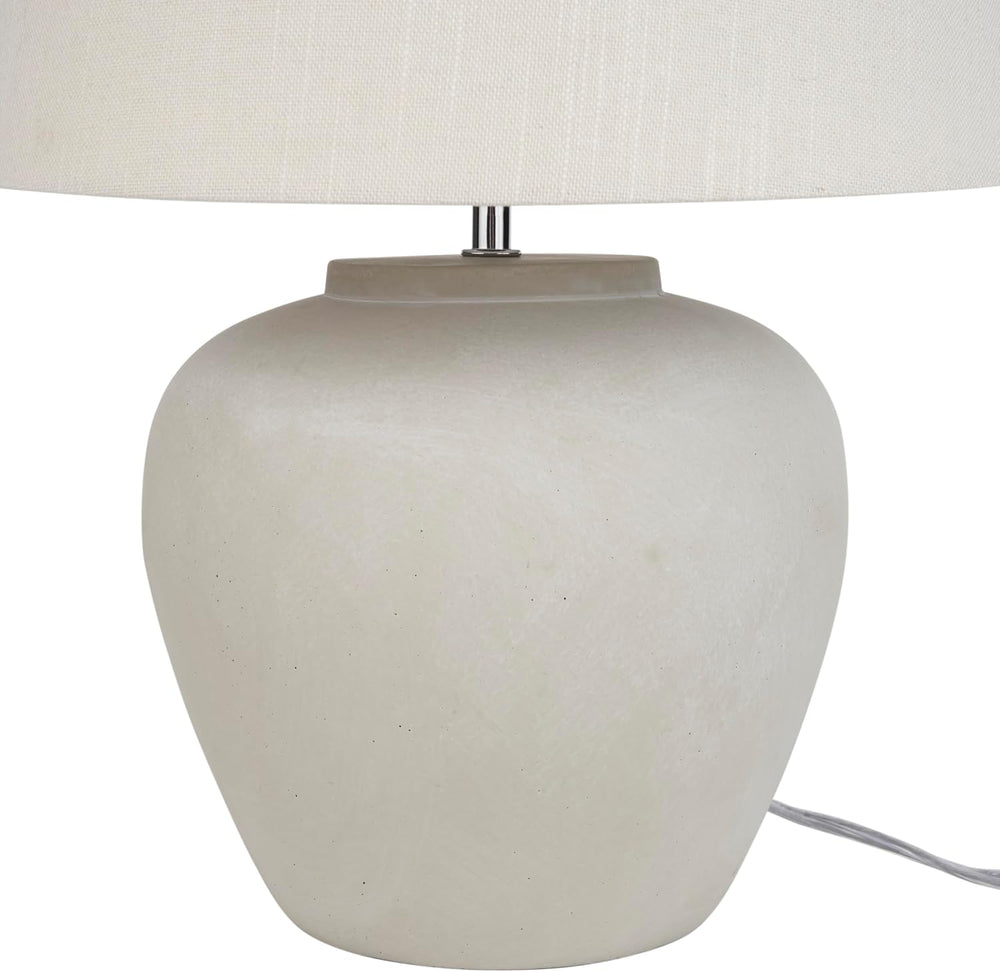 Nourison Home 20" Sand (Light Beige) Neutral Ceramic Table Lamp with Fab...
