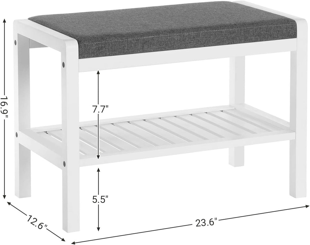 SONGMICS Shoe Rack Bench, Padded Seat, Storage Shelf, Holds Up to 350 lb