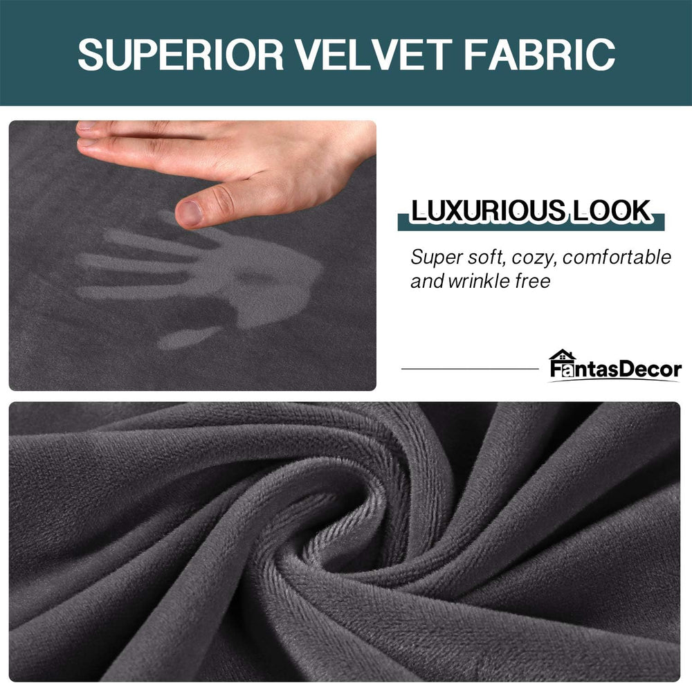 FantasDecor 3 Piece Sofa Covers Velvet for 2 Cushion Couch Stretch Loveseat S...