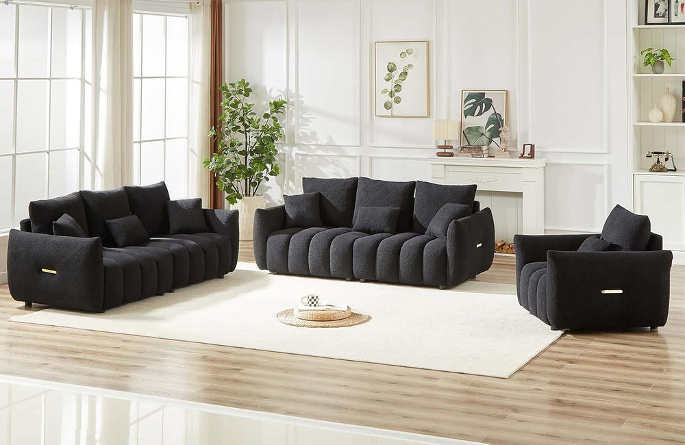 Antetek 78" Modern Sofa Couch, Comfy Deep Seat Teddy Fabric Cloud Sofa, ...
