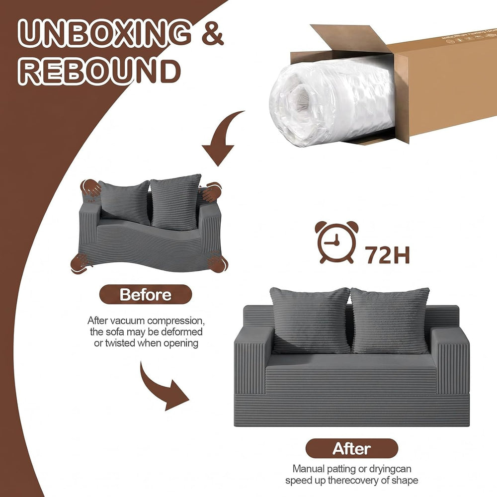 Boneless Loveseat Folding Sofa Bed, Foldable Floor Futon Sleeper Couch Bed - ...