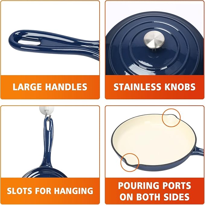 Hisencn Enameled Cast Iron Cookware Set