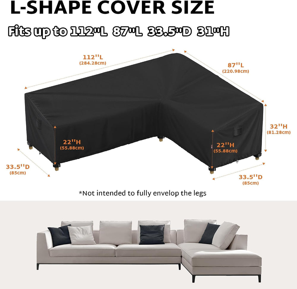iBirdie Outdoor Sectional Cover fit 112 x 87 inch L-Shaped Couch Sofa