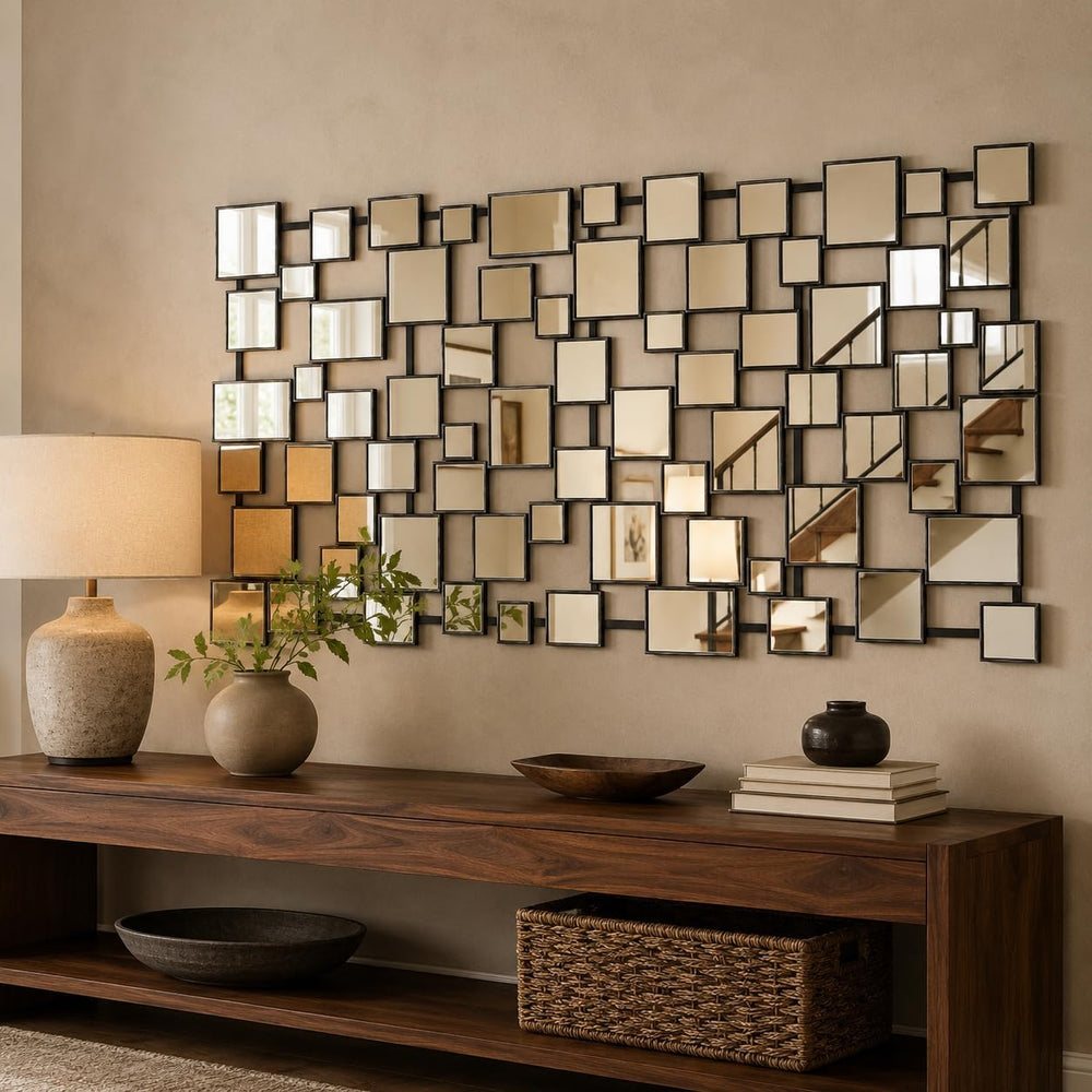 Large Modern Wall Mirror - 27.55"x55.1" Black Wall Mirrors Metal Fr...