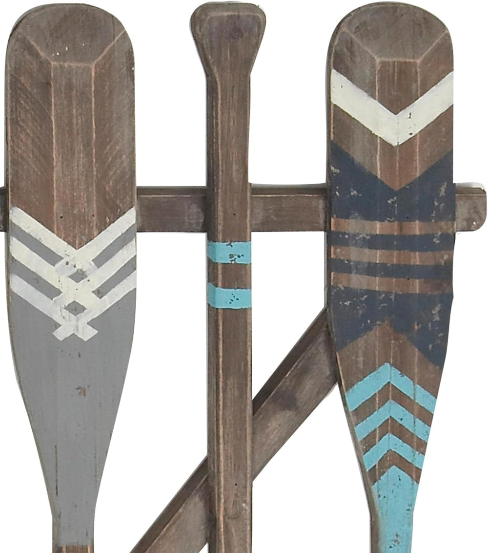 Deco 79 Wood Paddle Home Wall Decor Novelty Canoe Oar Wall Sculpture with Arr...