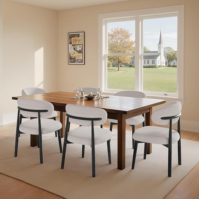 Farmhouse Dining Chairs Set of 8,Mid Century Modern Fabric Upholstered Kitche...