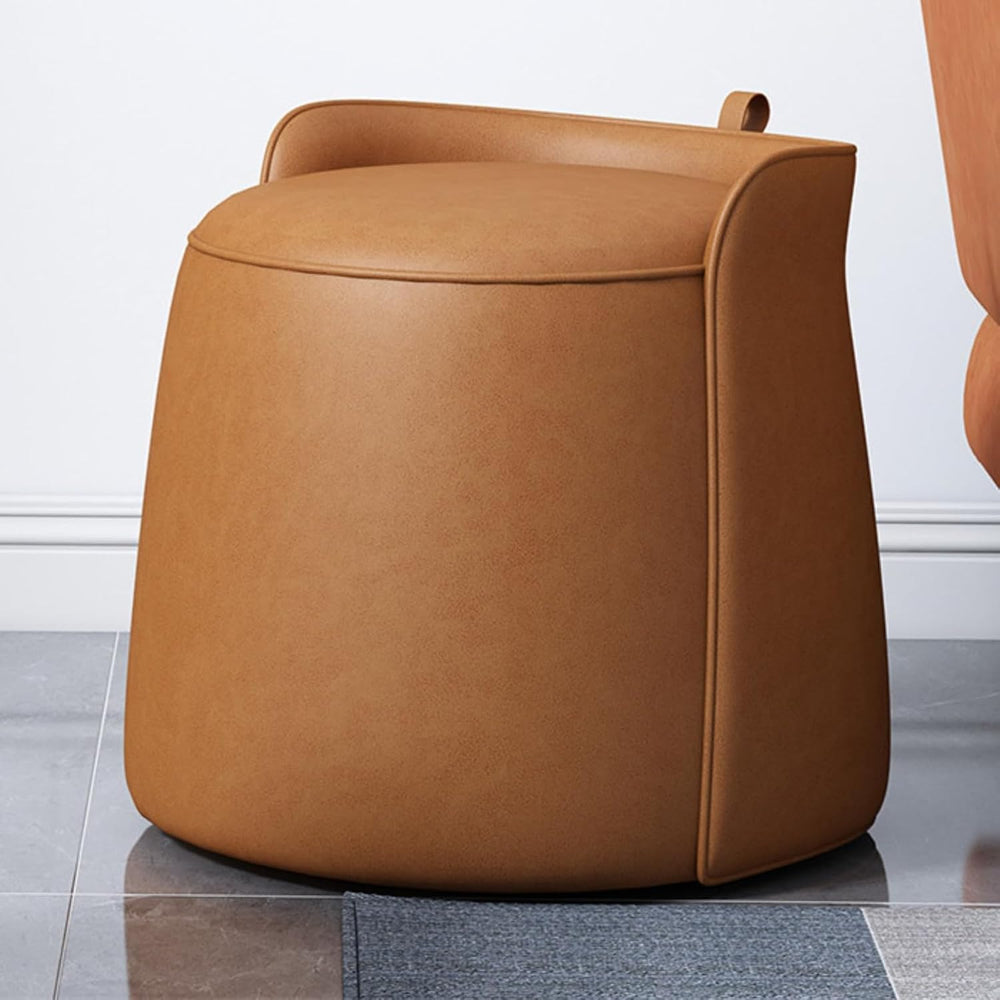 Modern Dresser Makeup Ottoman Stool, Leather Dresser Chair, Round Footstool, ...