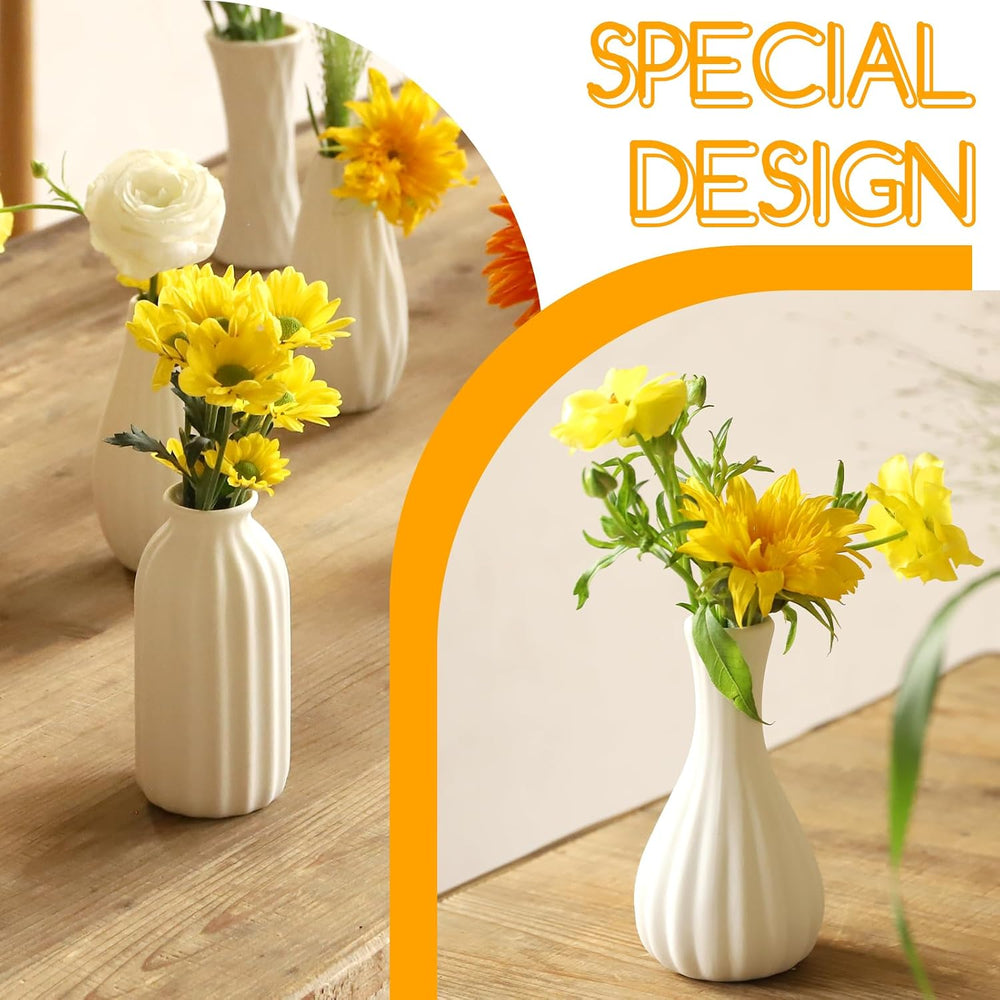 16packs Small White Ceramic Vases - Mini Flower Vases for Centerpieces