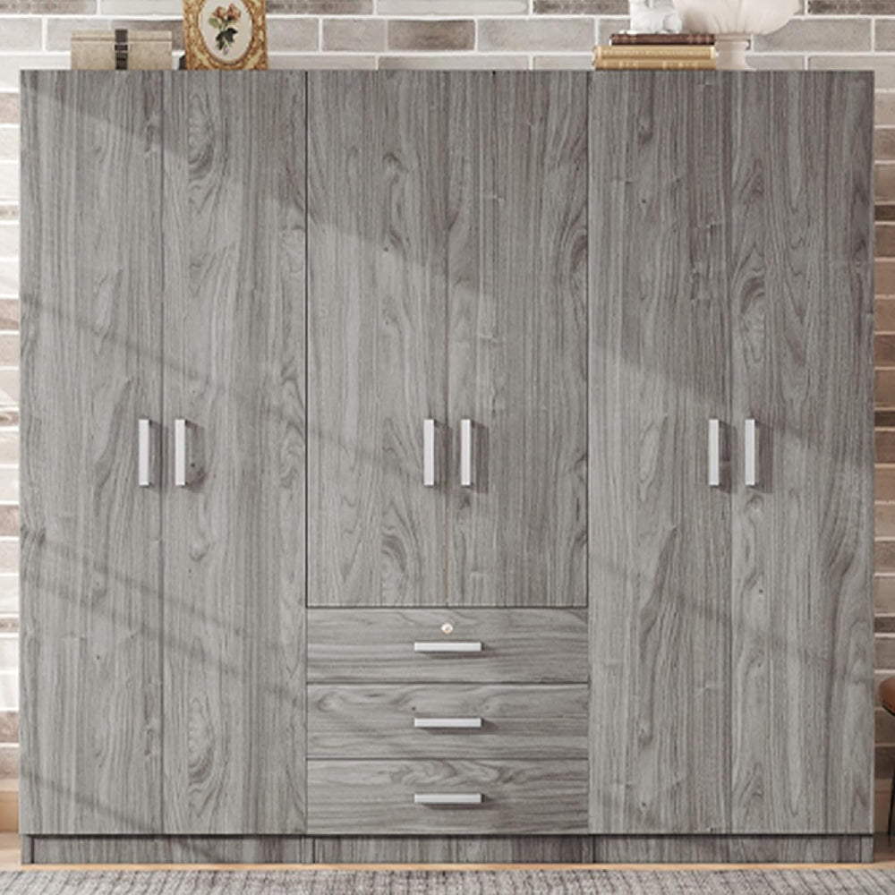 Merax Large 6 Doors Wooden Wardrobe, Bedroom Tall Armoire Closet Organizer wi...