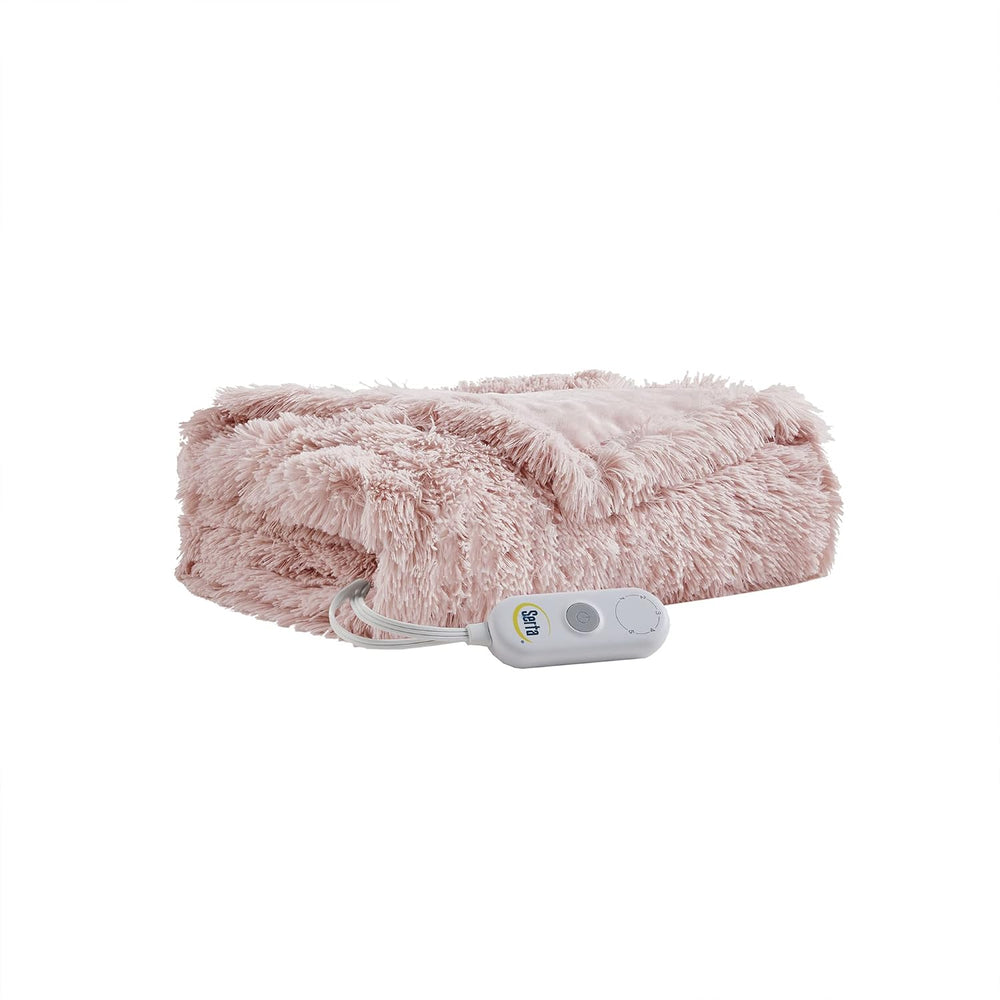 Serta Heated Electric Throw - Shaggy Faux Fur, 5 Heat & Washable