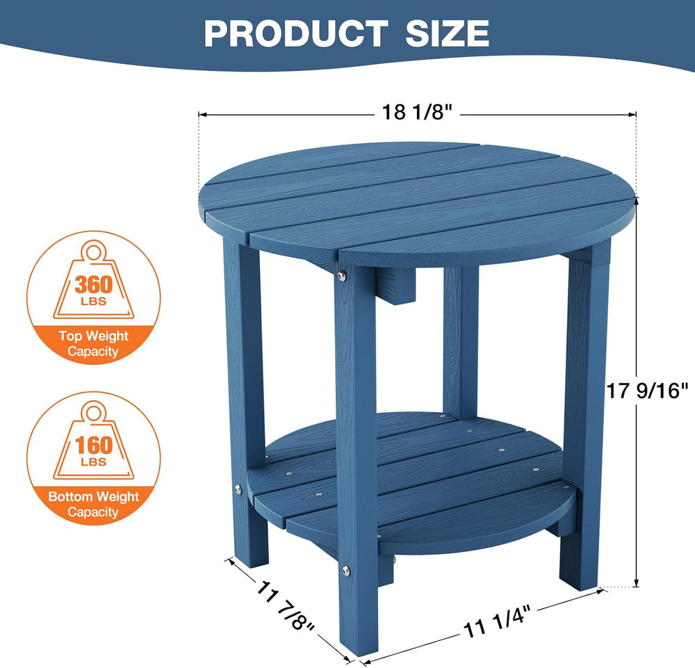 YEFU Adirondack Side Table, 18" Outdoor Side Table, Navy Blue