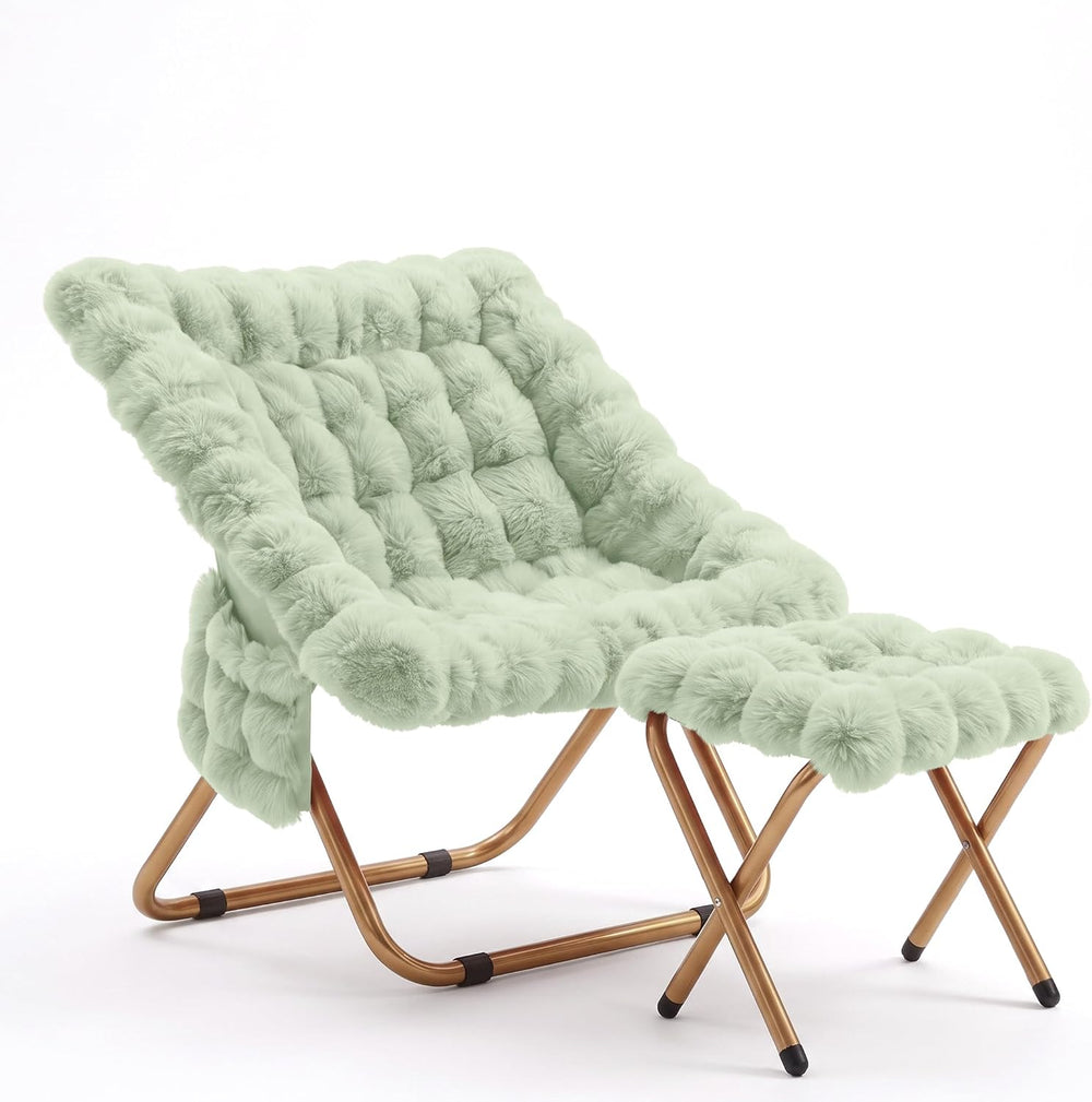Kasunpul Comfy Saucer Chair, Soft Faux Fur Oversized Folding Accent Chair, La...