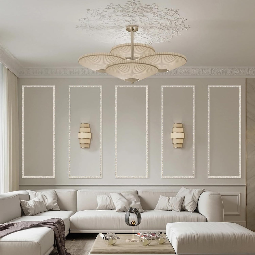 0.8" x49.2 ft Peel and Stick Crown Molding - Ivory Gold Flexible Molding...