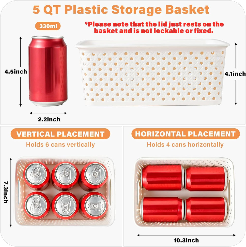 10 Pack Small Plastic Storage Bins with Lids, Stackable Plastic Storage Baske...