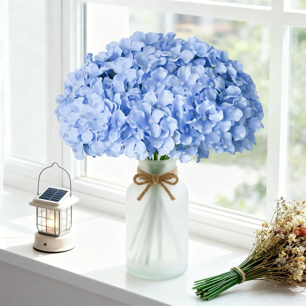 65Pcs Blue Hydrangea Artificial Flowers Bulk for Home Decor