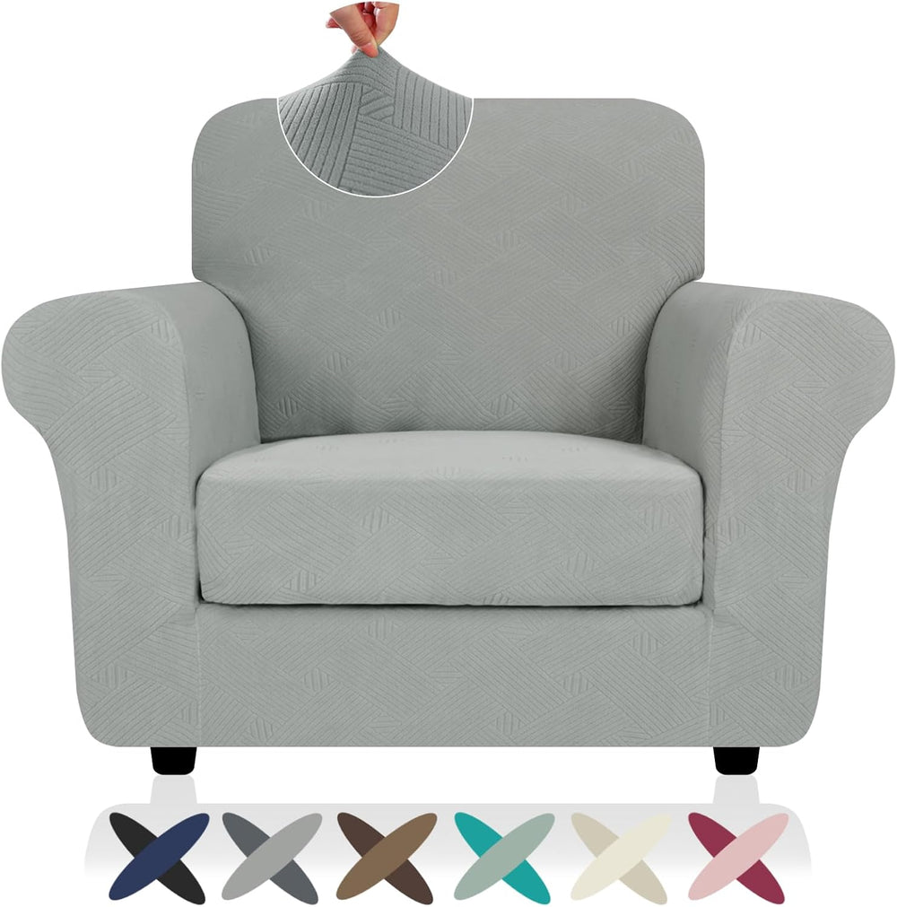 ZNSAYOTX 2 Piece Stretch Chair Covers (31"-46"), Thick Striped Armc...