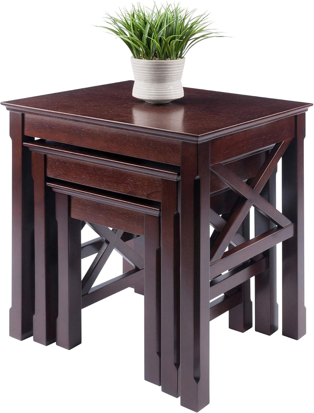 Winsome Xola Nesting Tables, Cappuccino | Small Square Coffee or End Table Se...