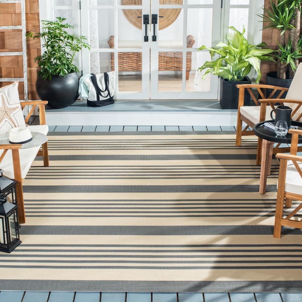 SAFAVIEH Washable Rug Outdoor Courtyard Collection - 8' x 10', Grey &...
