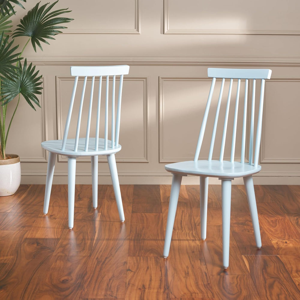 SAFAVIEH Furniture - Burris Side Chair Set of 2 - Pale Blue - Solid Wood - Mo...