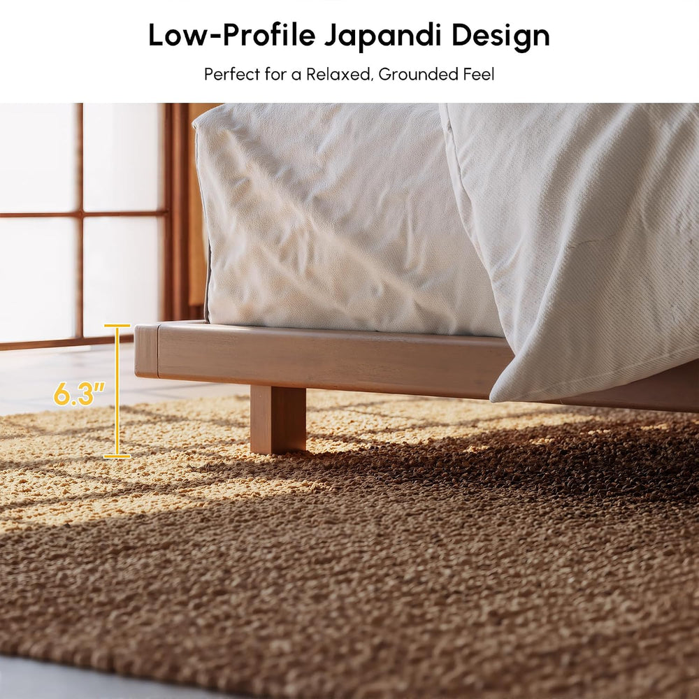homary Japanese Style Queen Floor Bed Frame, 6.3" Low Profile Tatami Pla...