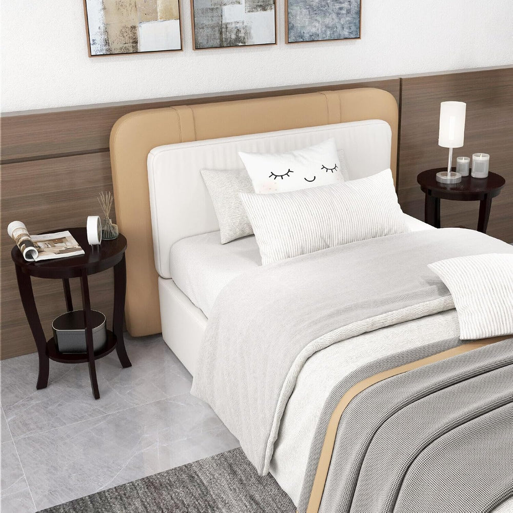 SlickBlue Space-Saving 2-Tier Round End Table with Premium Wood Legs and Floo...