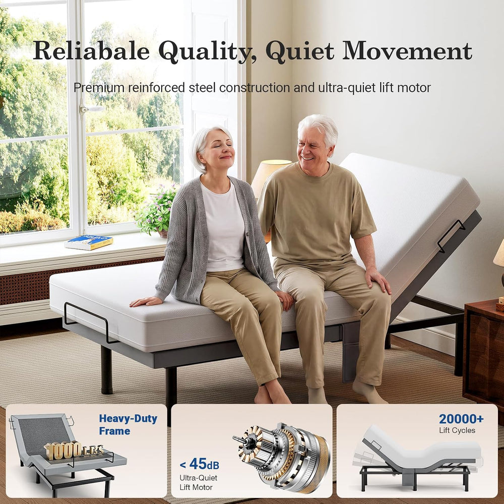 Adjustable Bed Frame Twin XL with Massage, Electric Bed Base Frame with Adjus...