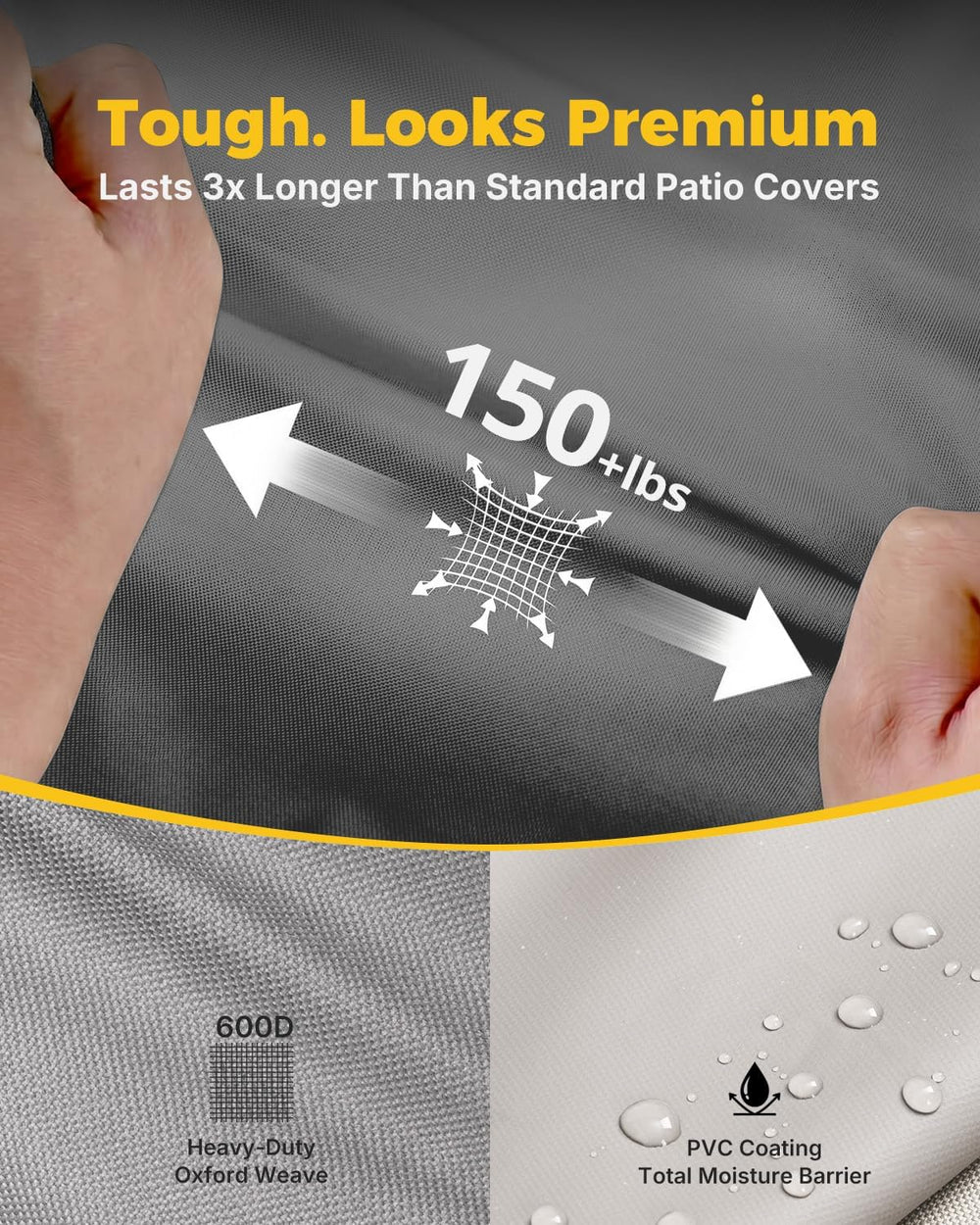 Patio Sofa Cover Waterproof, Heavy Duty, 79x38x35 in, 3-Seater