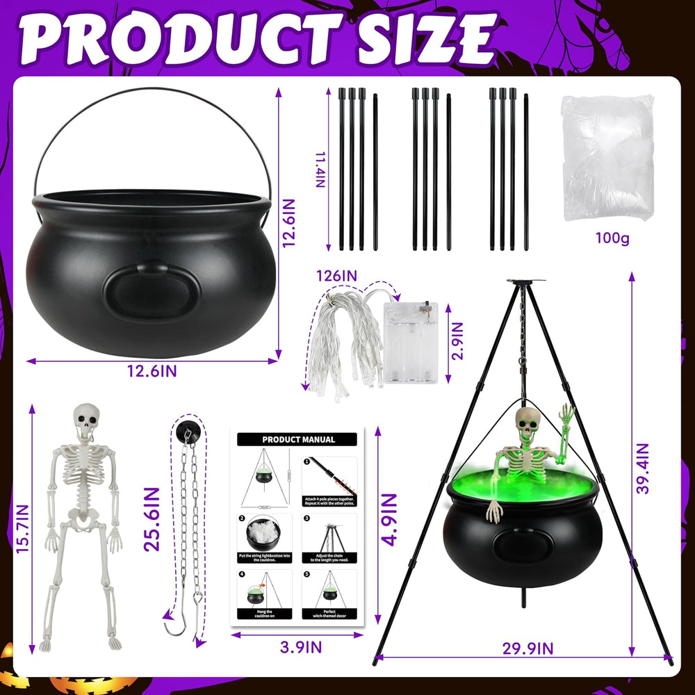 Halloween Decorations Outdoor, 12.6โ Large Witches Cauldron Kettle on Tripod ...