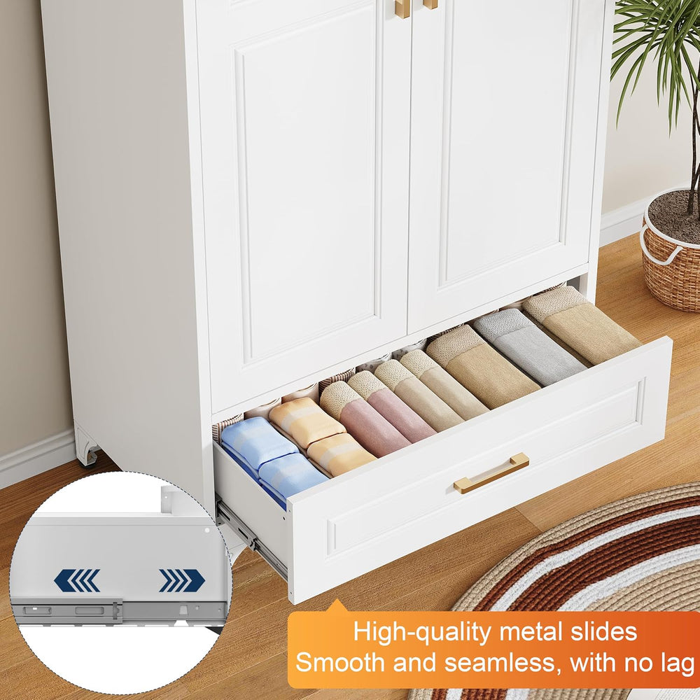 71" Armoire Wardrobe with Drawer and Hanging Rod