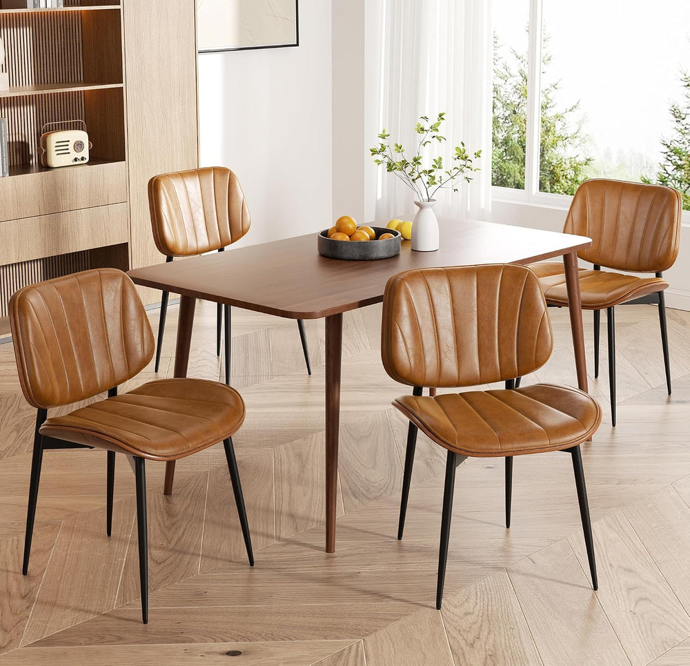 Dining Chairs Set of 4, Mid Century Modern Dining Room Chairs, Upholstered Fa...