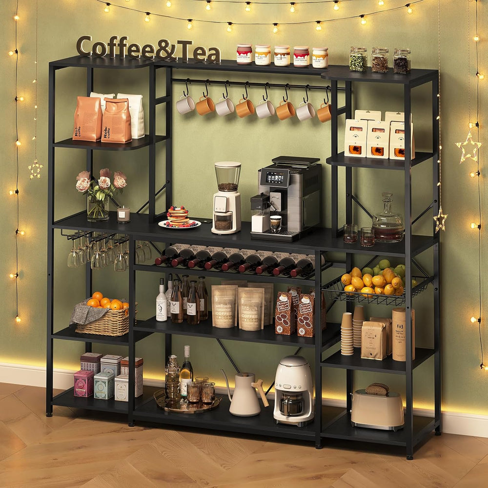 62.4in Large Bakers Rack with Power Outlet, Wide Kitchen Microwave Stand with...