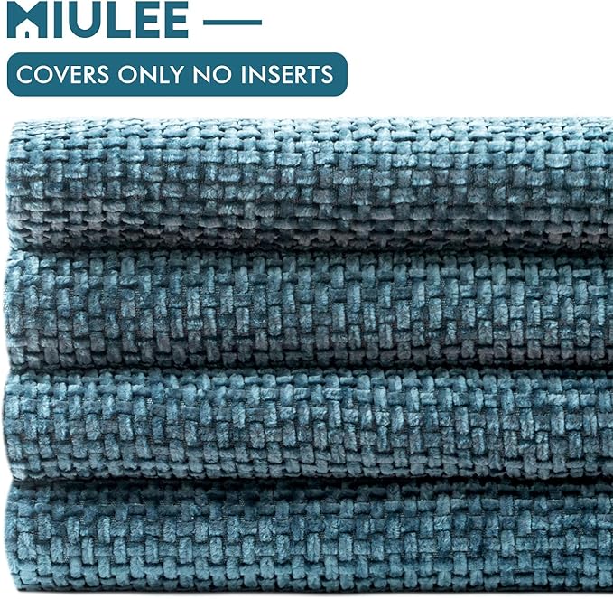 MIULEE Pack of 4 Couch Throw Pillow Covers 20x20 Inch Smoke Blue Soft