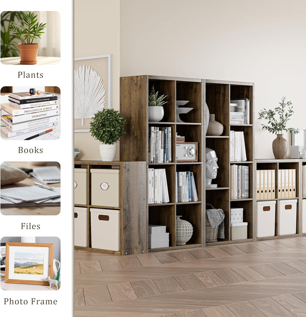 Cube Storage Organizer Bookcase, Decorative 11 inch Open Back Cubical Shelf w...