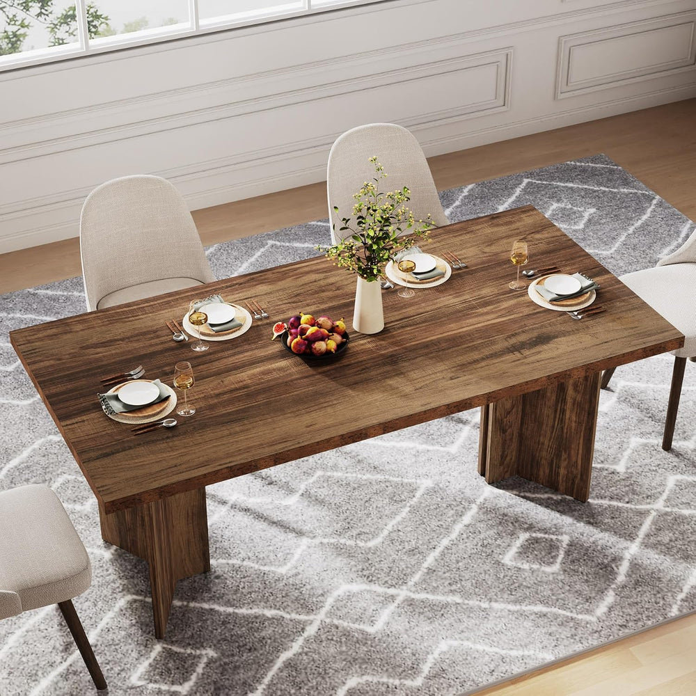 Tribesigns 63-inch Dining Table for 4-6, Farmhouse Kitchen Table with Large T...