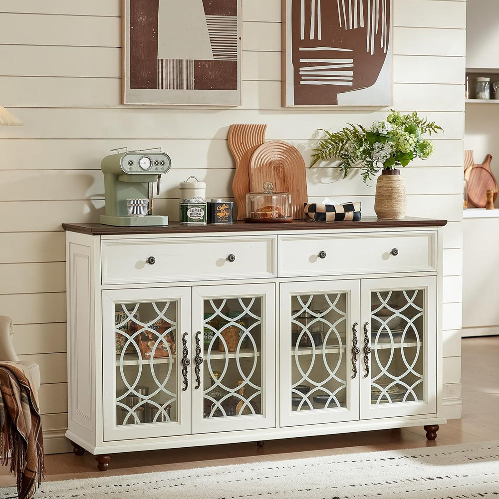 Joaxswe Farmhouse Sideboard Buffet Cabinet with Storage,59" Large Creden...