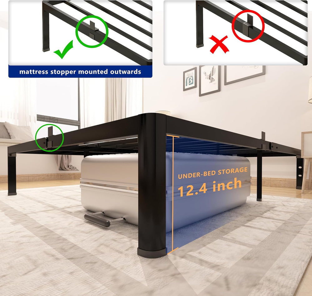 yookare 14 Inch Queen Platform Bed Frame - 3500 lbs Heavy Duty Metal Mattress...