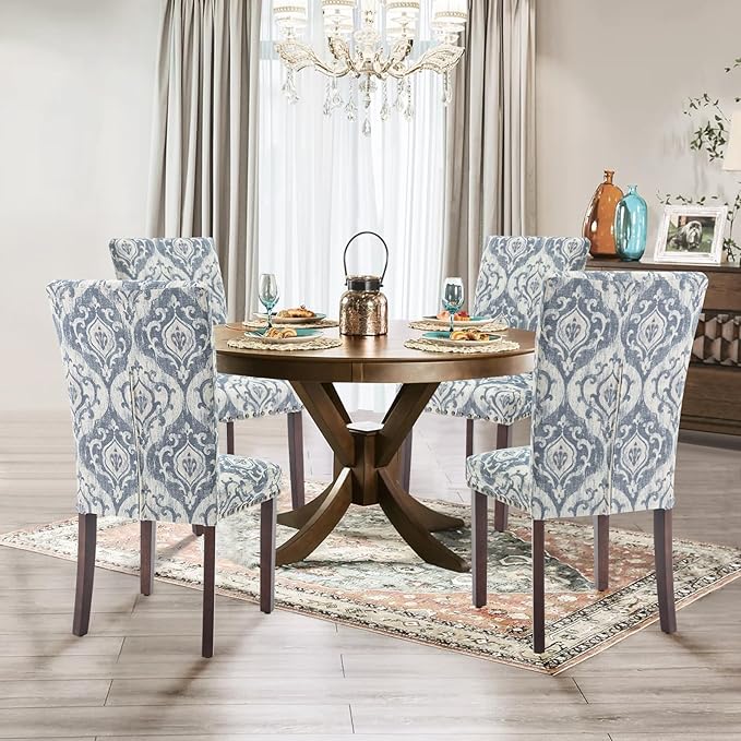 Parsons Dining Chairs Set of 4, Upholstered Nailhead Dining Room Kitchen Side...