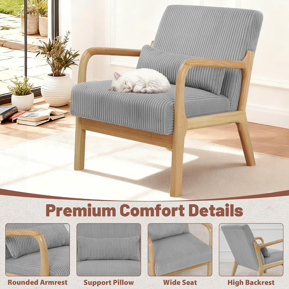 Youtanic Accent Chair Set of 2, Mid-Century Modern Armchair with Waist Cushio...