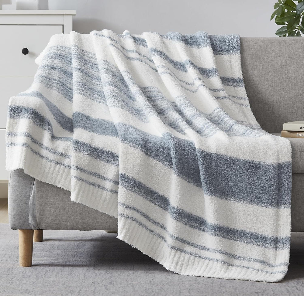 Soft Throw Blanket for Couch-Cozy Reversible Knitted Blankets