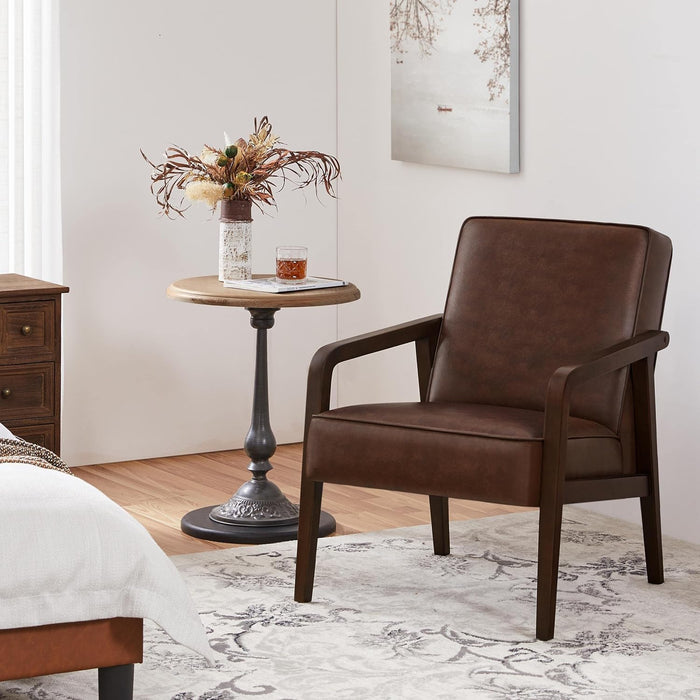 Yaheetech Accent Chair, Mid-Century Modern Vibe, Dark Brown