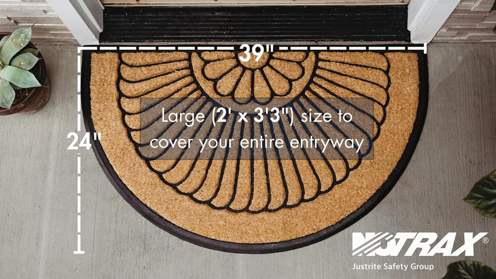 Notrax All Weather Rubber-Backed Natural Coco Coir Half Circle Door Mat