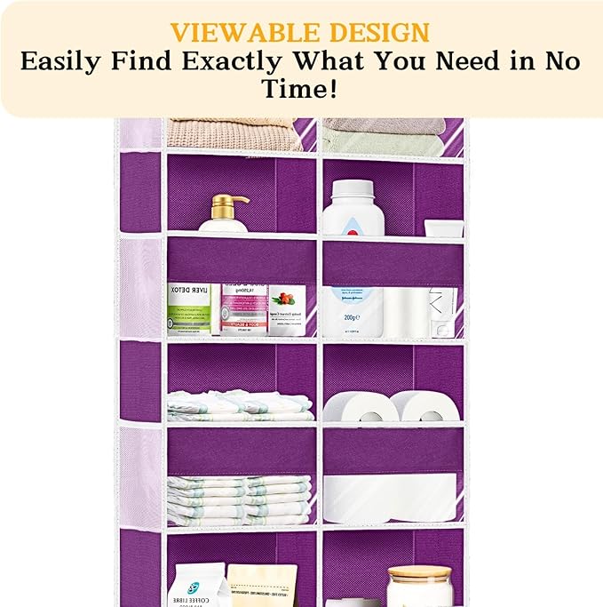 Over The Door Organizer 5 Tiers, Extra Large Behind Door Storage of 10