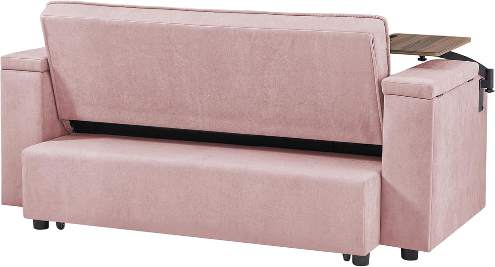 hansones 66" Multi-Functional Pull-Out Sofa Bed with Hidden Side Table, ...