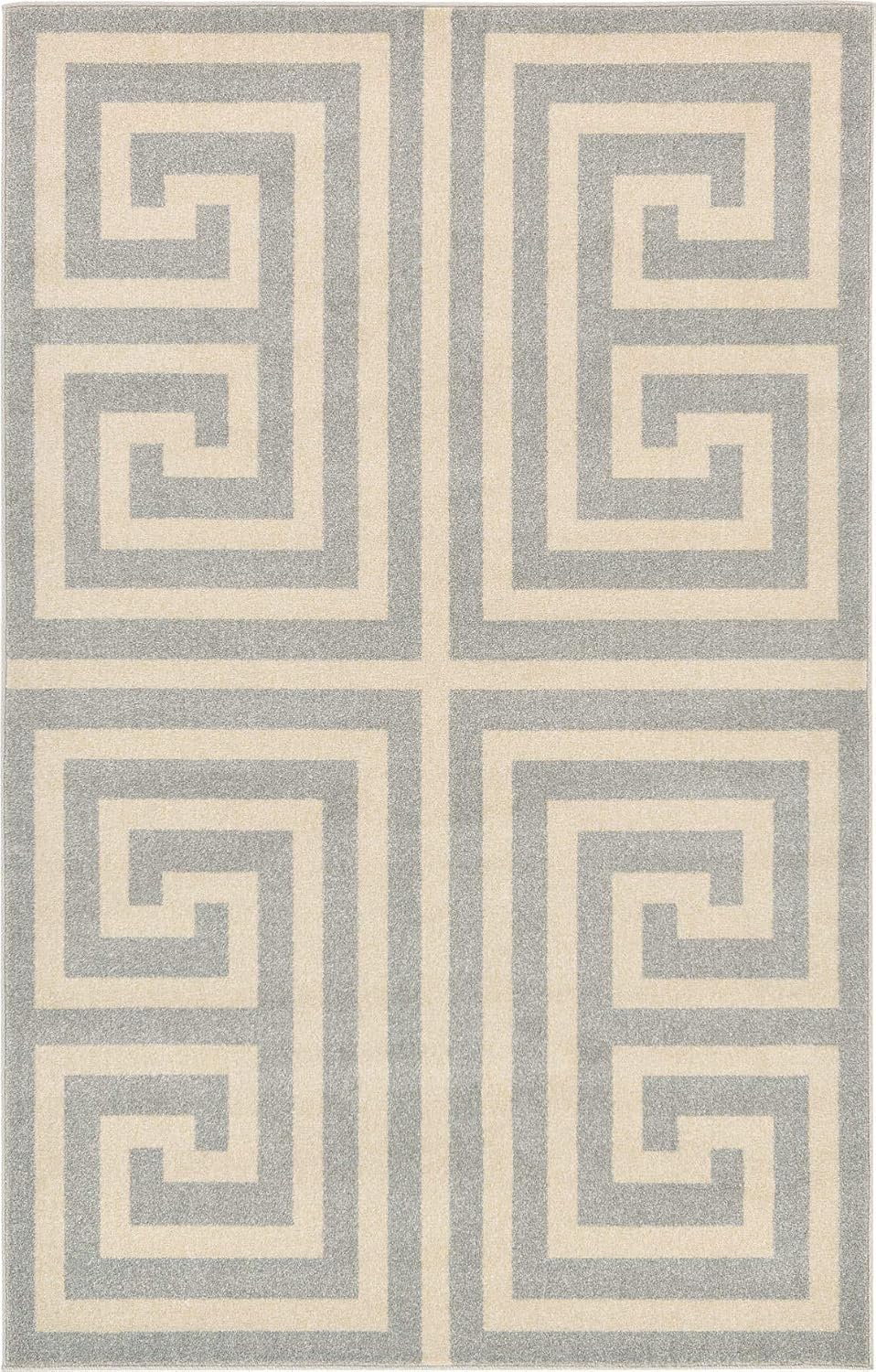 Unique Loom Athens Collection Classic Geometric Modern Border Design Area Rug...