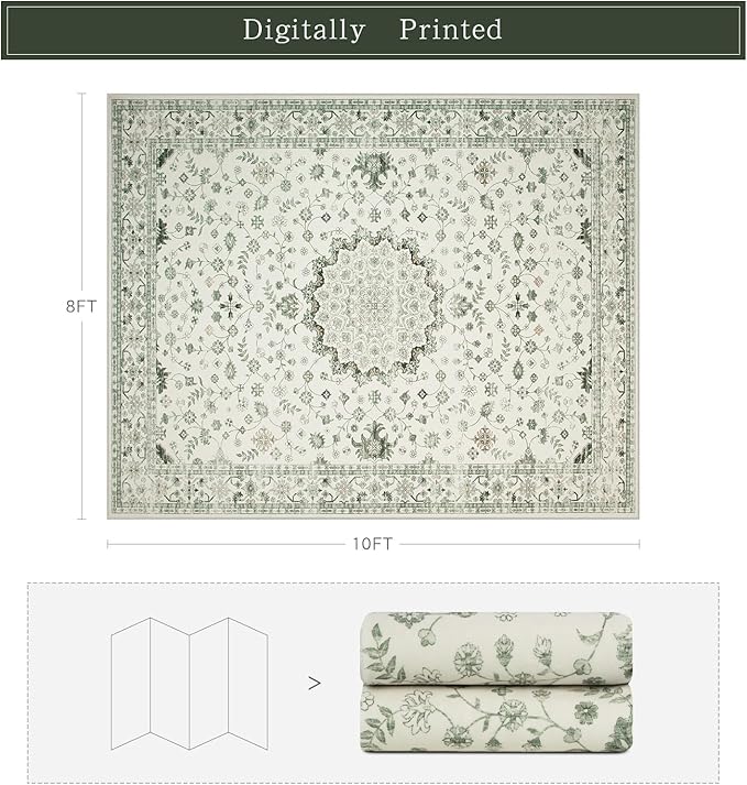 Washable Rugs 8x10 Area Rugs for Living Room, Rugs for Bedroom, Large Carpets
