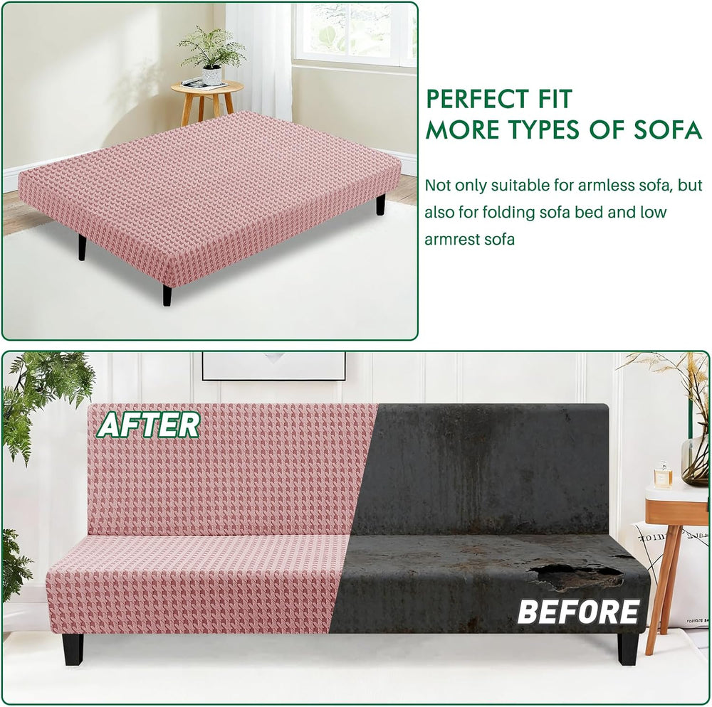 MAXIJIN Stretch Armless Futon Cover (67"-82") Jacquard Futon Couch ...
