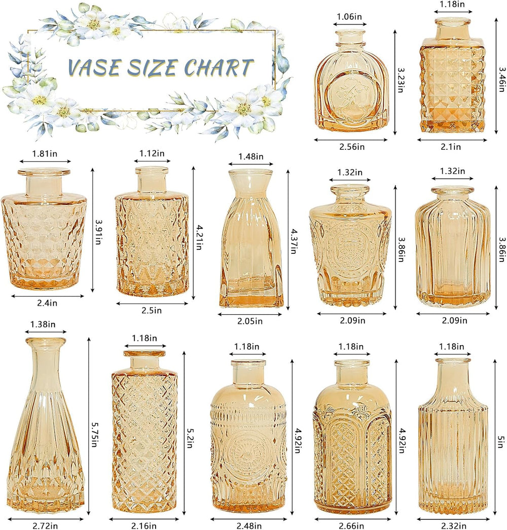 SUPMIND Glass Bud Vases Set of 12, Small Gold Amber Flower Vases in Bulk
